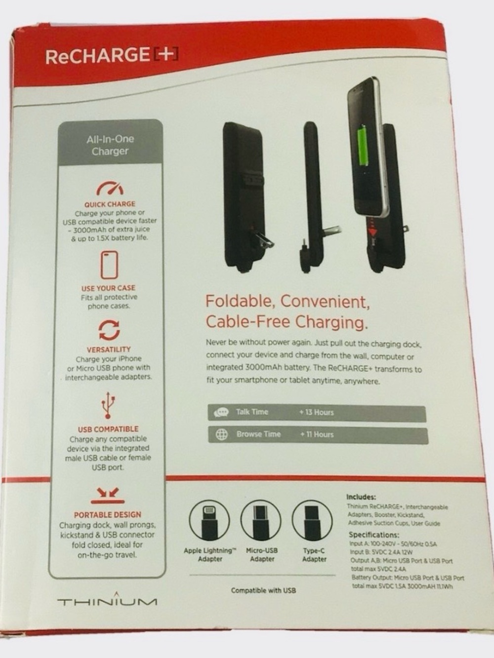 Thinium Cordless 3600 mAH Charger.  New - Picture 2 of 3